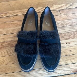 Black Fur Loafers